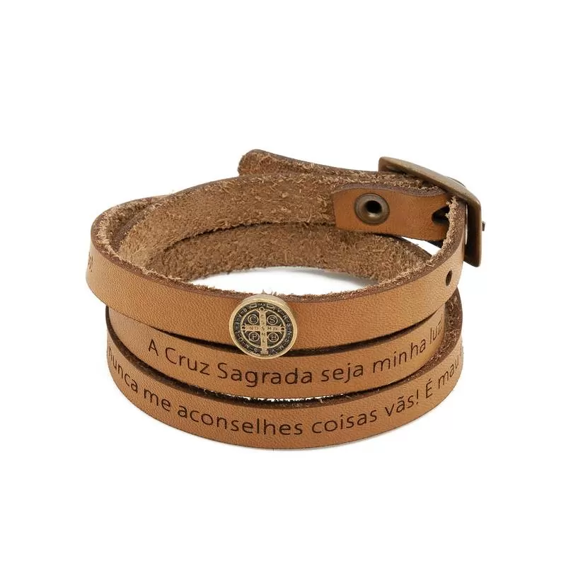 PULSEIRA COURO ORAÇÃO SÃO BENTO P